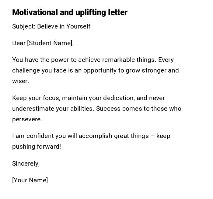 Motivational and uplifting letter