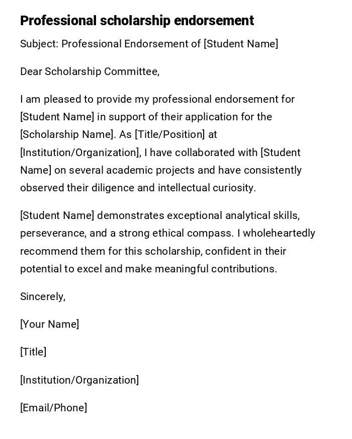 Professional scholarship endorsement