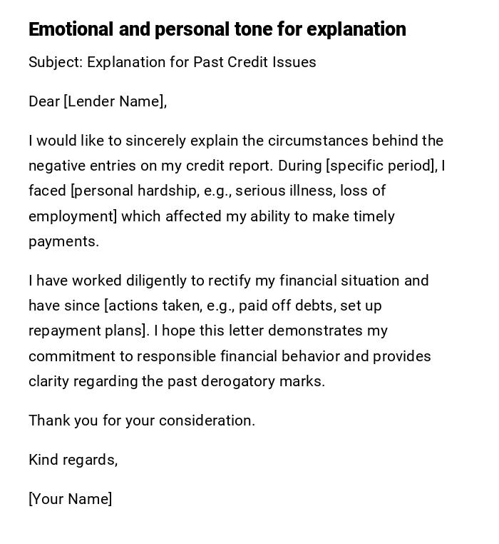 Emotional and personal tone for explanation Emotional and personal tone for explanation