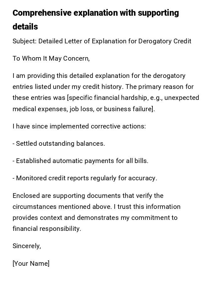 Comprehensive explanation with supporting details Comprehensive explanation with supporting details