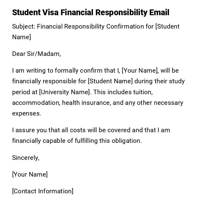 Student Visa Financial Responsibility Email Student Visa Financial Responsibility Email