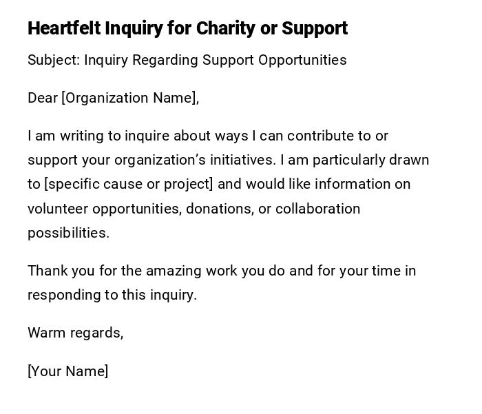 Heartfelt Inquiry for Charity or Support