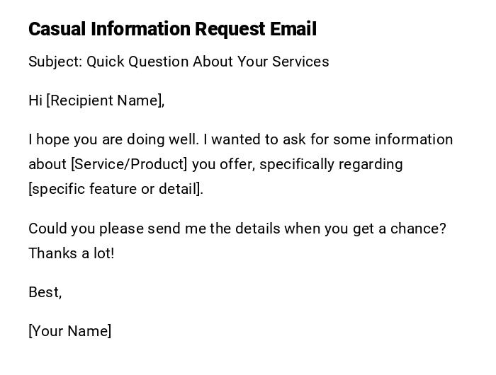 Casual Information Request Email