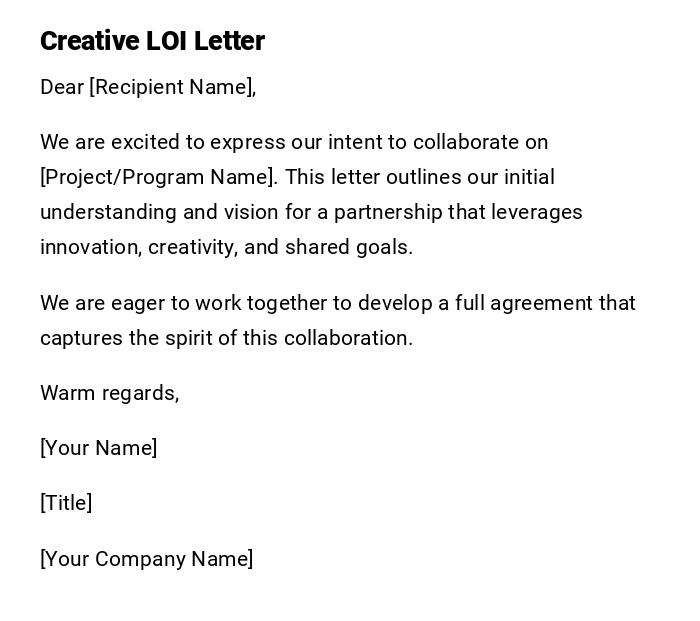 Creative LOI Letter Creative LOI Letter