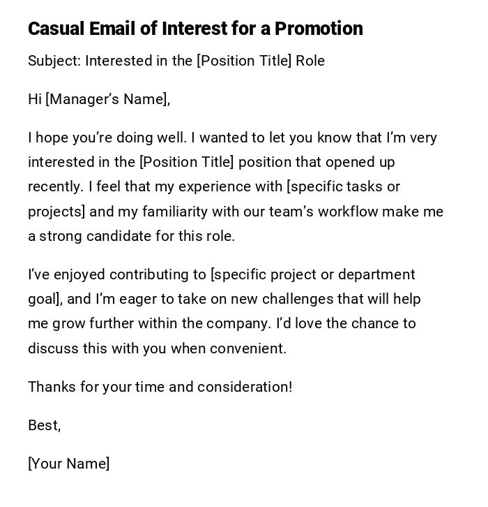 Casual Email of Interest for a Promotion Casual Email of Interest for a Promotion