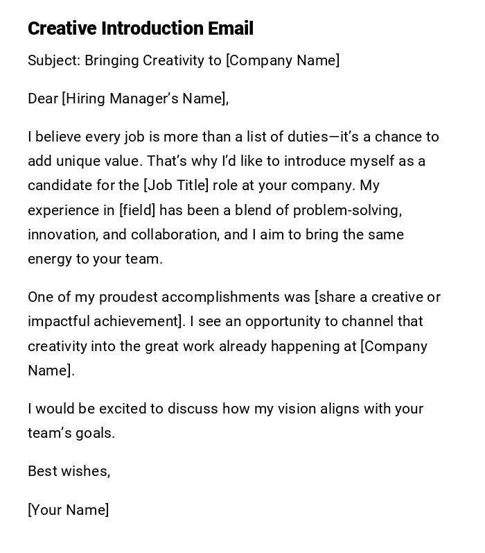 Creative Introduction Email Creative Introduction Email