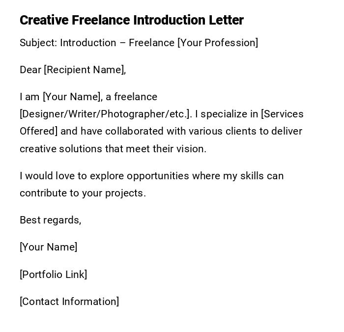 Creative Freelance Introduction Letter