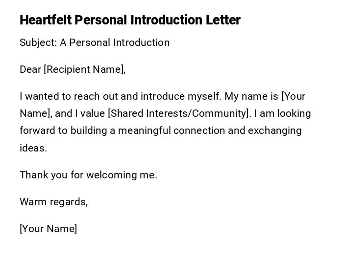 Heartfelt Personal Introduction Letter
