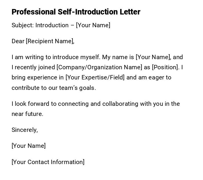 Professional Self-Introduction Letter
