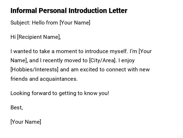 Informal Personal Introduction Letter