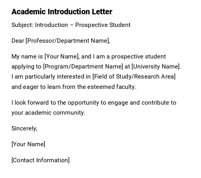 Academic Introduction Letter