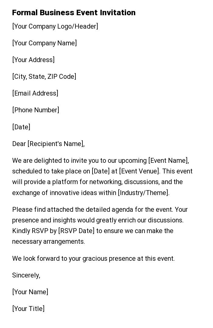 Formal Business Event Invitation
