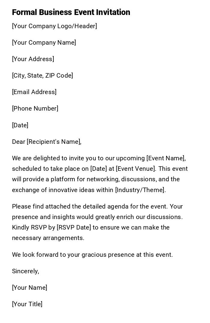 Formal Business Event Invitation