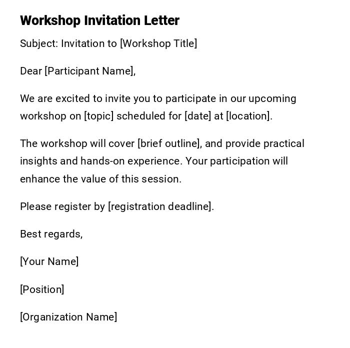 Workshop Invitation Letter