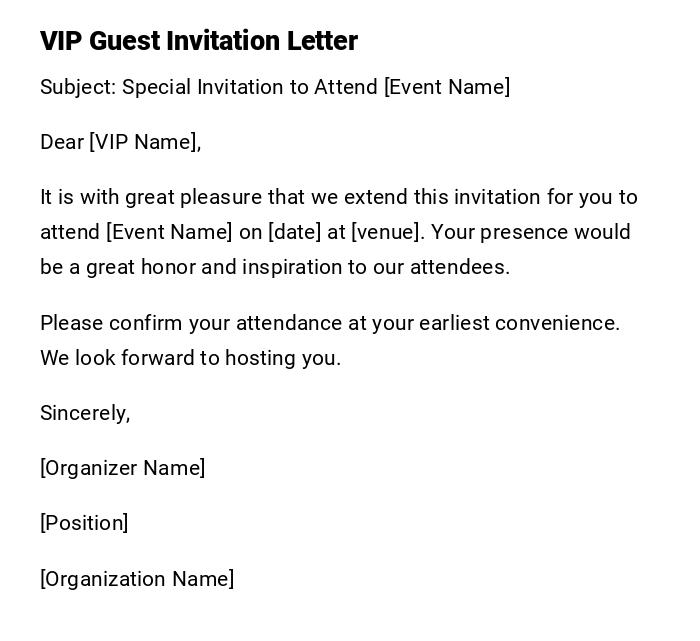 VIP Guest Invitation Letter