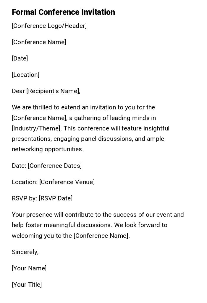 Formal Conference Invitation