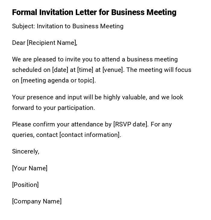 Formal Invitation Letter for Business Meeting