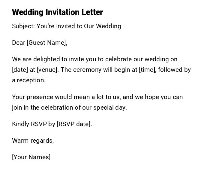 Wedding Invitation Letter