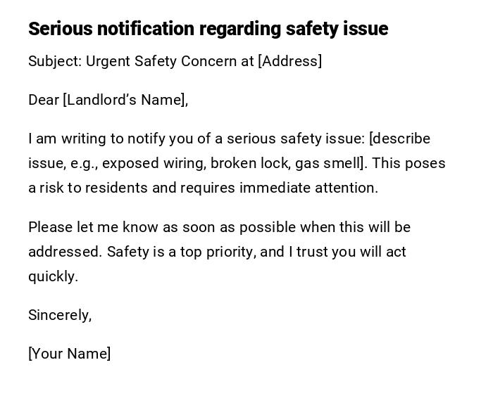 Serious notification regarding safety issue Serious notification regarding safety issue