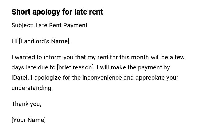 Short apology for late rent Short apology for late rent