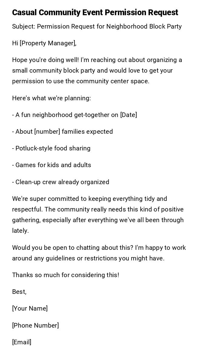 Casual Community Event Permission Request