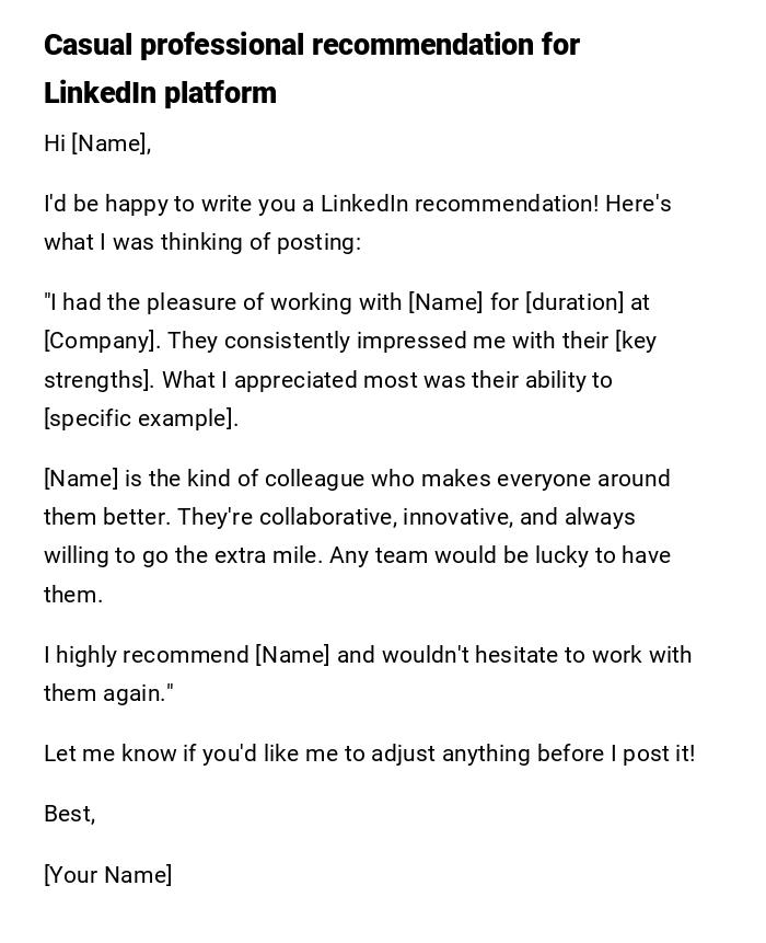 Casual professional recommendation for LinkedIn platform