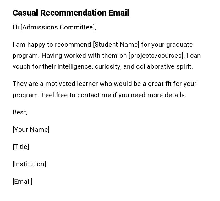Casual Recommendation Email Casual Recommendation Email