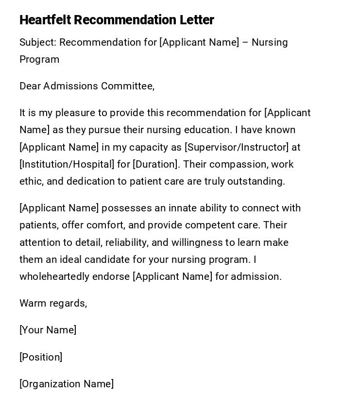 Heartfelt Recommendation Letter