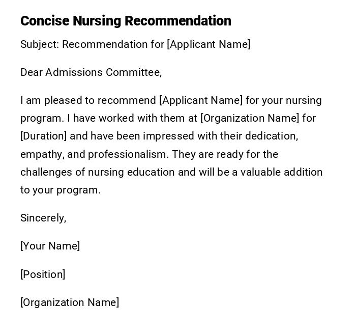 Concise Nursing Recommendation