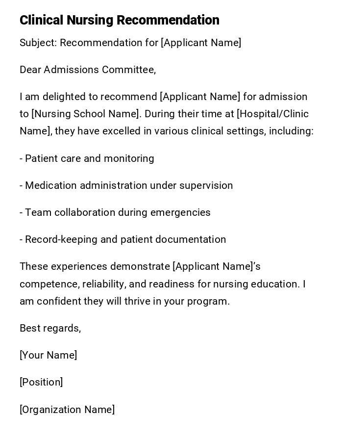 Clinical Nursing Recommendation