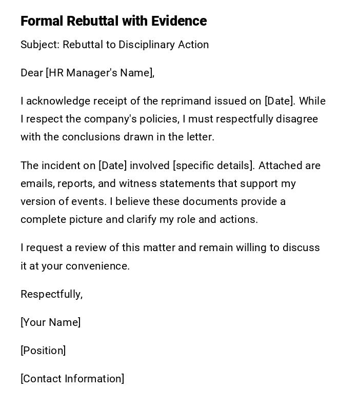 Formal Rebuttal with Evidence Formal Rebuttal with Evidence