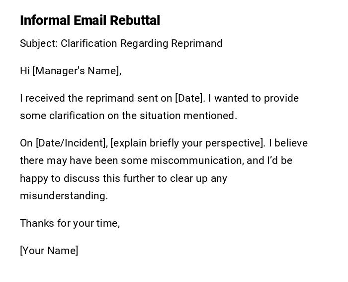 Informal Email Rebuttal Informal Email Rebuttal