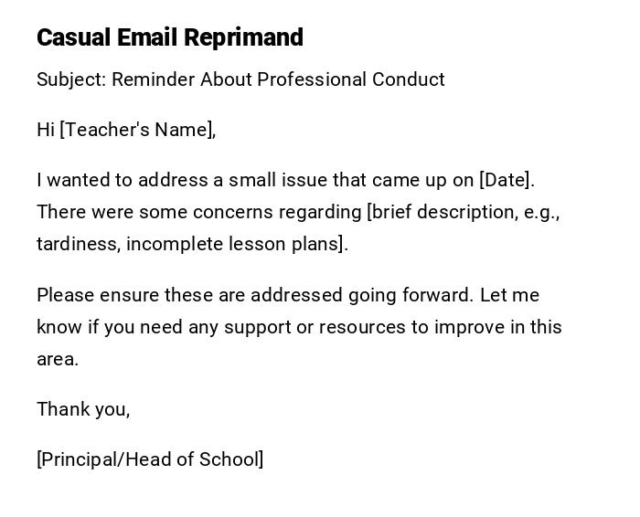 Casual Email Reprimand Casual Email Reprimand