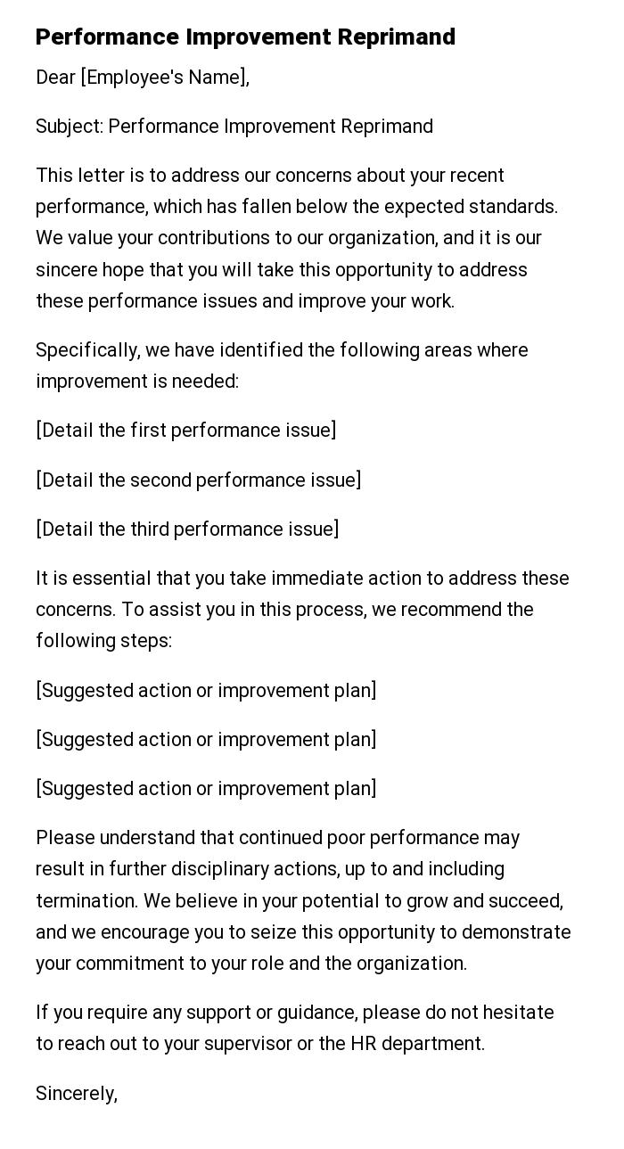 Performance Improvement Reprimand