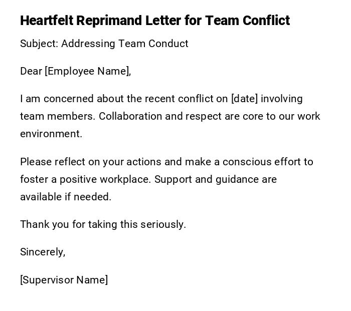 Heartfelt Reprimand Letter for Team Conflict Heartfelt Reprimand Letter for Team Conflict