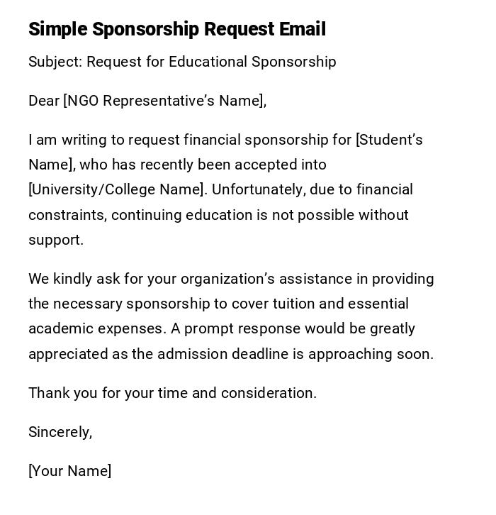 Simple Sponsorship Request Email