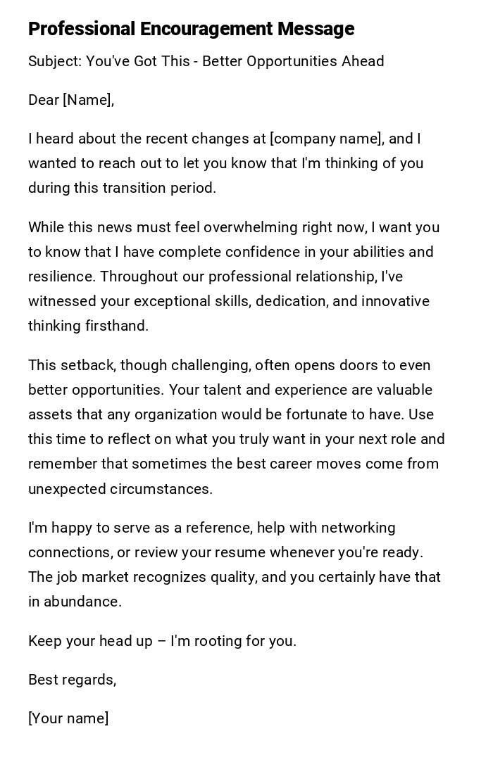 Professional Encouragement Message