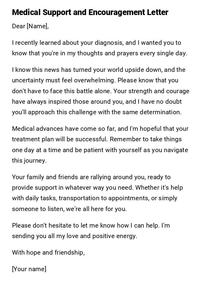 Medical Support and Encouragement Letter