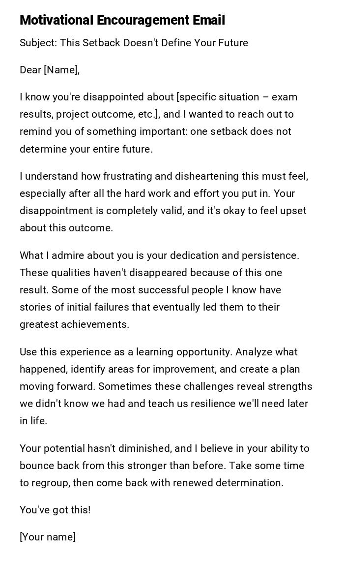 Motivational Encouragement Email