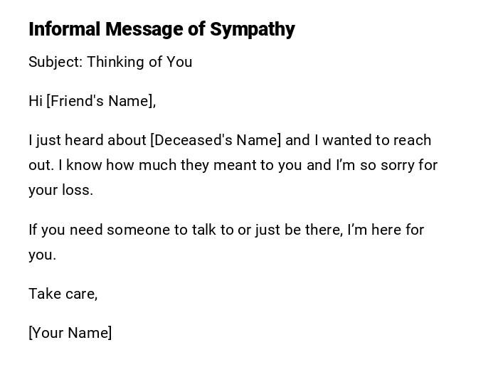 Informal Message of Sympathy Informal Message of Sympathy