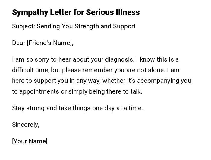 Sympathy Letter for Serious Illness