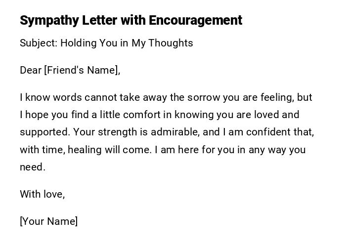 Sympathy Letter with Encouragement