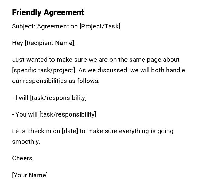 Friendly Agreement Friendly Agreement