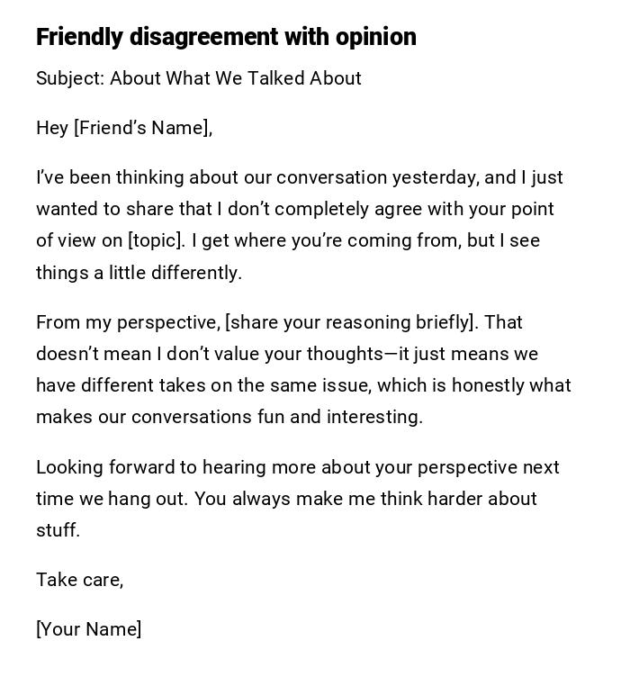 Friendly disagreement with opinion Friendly disagreement with opinion
