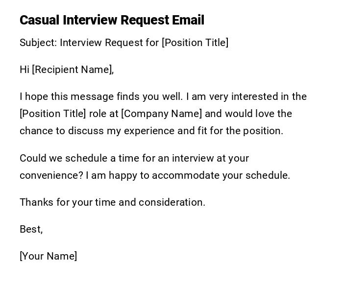 Casual Interview Request Email Casual Interview Request Email