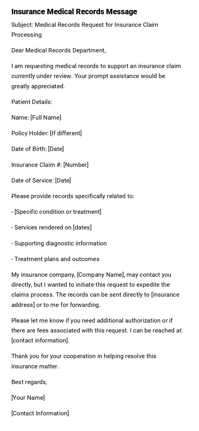 Insurance Medical Records Message Insurance Medical Records Message