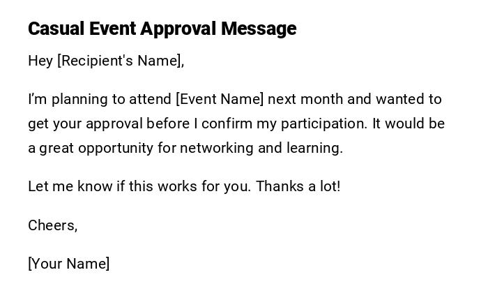 Casual Event Approval Message