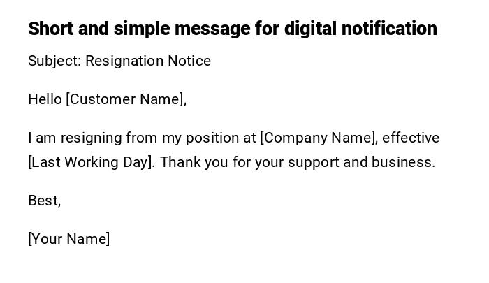 Short and simple message for digital notification Short and simple message for digital notification