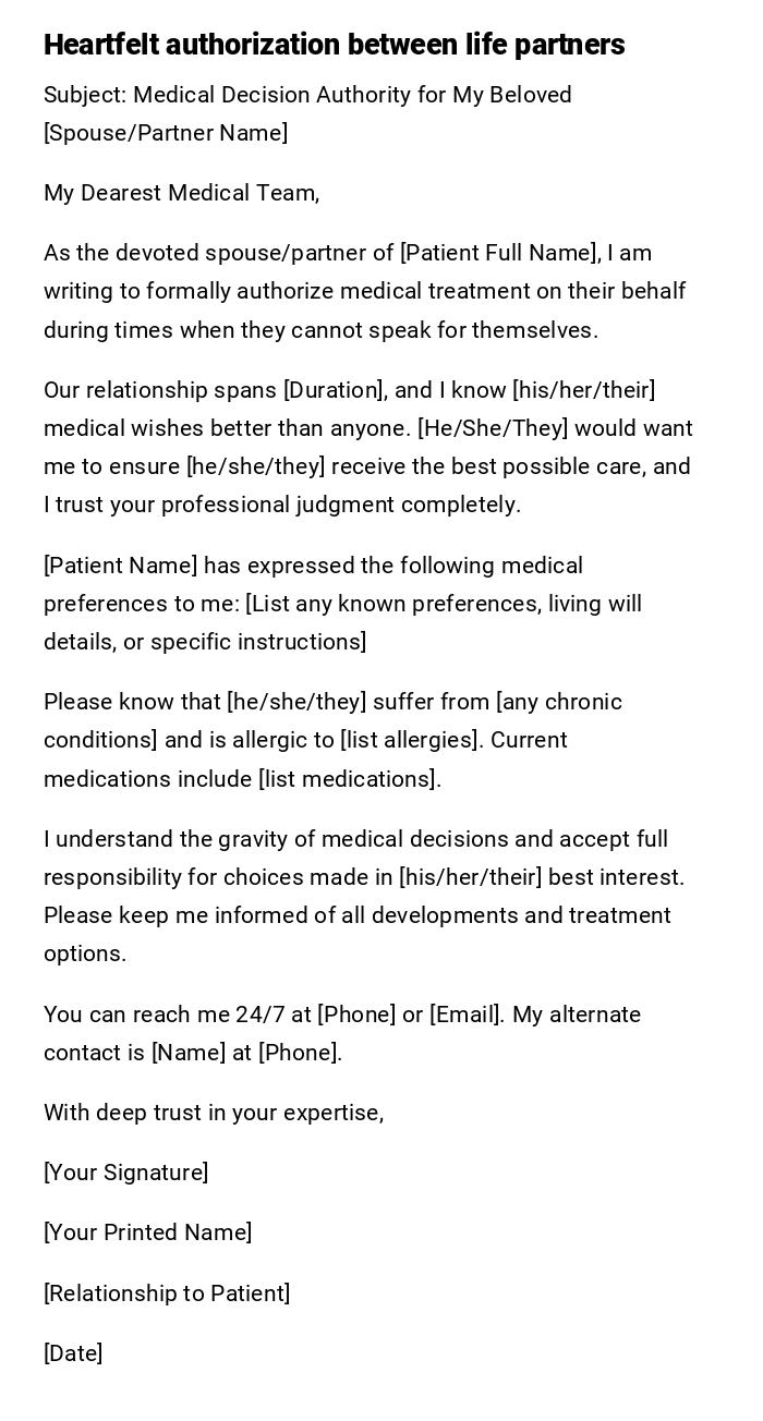 Heartfelt authorization between life partners Heartfelt authorization between life partners