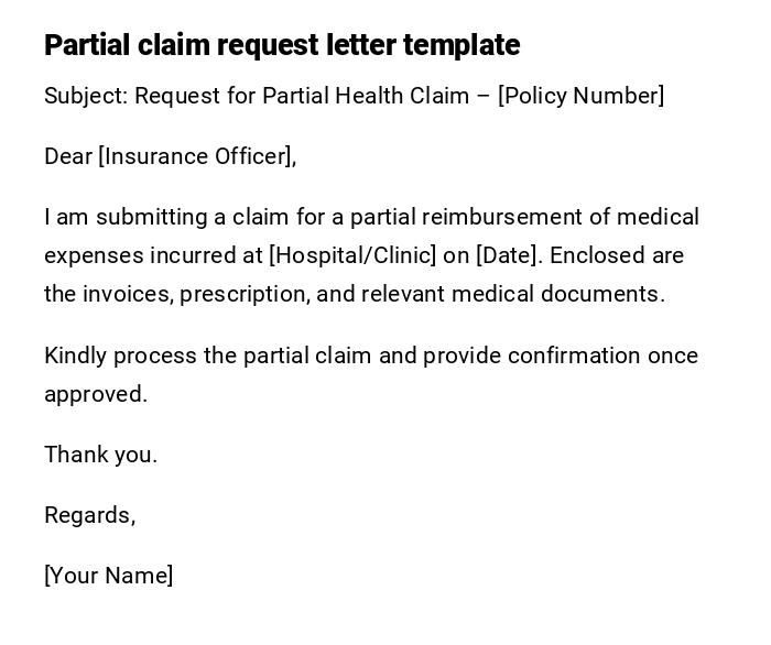Partial claim request letter template